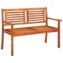 Banco de jardín 2 plazas madera maciza eucalipto y cojín 120 cm de , Bancos de jardín - Ref: Foro24-3060980, Precio: 192,15 €...