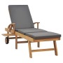 Tumbona con cojín madera maciza de teca gris oscuro de vidaXL, Tumbonas - Ref: Foro24-48023, Precio: 287,12 €, Descuento: %
