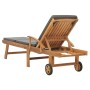 Tumbona con cojín madera maciza de teca gris oscuro de vidaXL, Tumbonas - Ref: Foro24-48023, Precio: 287,12 €, Descuento: %
