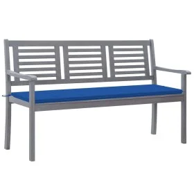 Banco de jardín 3 plazas madera eucalipto gris y cojín 150 cm de , Bancos de jardín - Ref: Foro24-3061060, Precio: 224,84 €, ...