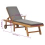 Tumbona con cojín madera maciza de teca gris oscuro de vidaXL, Tumbonas - Ref: Foro24-48023, Precio: 287,12 €, Descuento: %