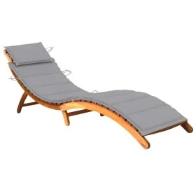 Tumbona de jardín con cojín madera maciza de acacia de , Tumbonas - Ref: Foro24-3061573, Precio: 177,60 €, Descuento: %