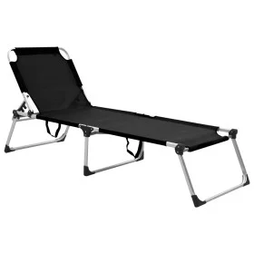 Extra high senior folding aluminum black lounger by vidaXL, Loungers - Ref: Foro24-47913, Price: 153,31 €, Discount: %