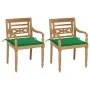 Sillas Batavia 2 uds teca maciza con cojines verde de , Sillas de jardín - Ref: Foro24-3062132, Precio: 246,63 €, Descuento: %