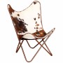 Silla mariposa de cuero auténtico marrón y blanco en Sillones | Comprar online en Foru.es