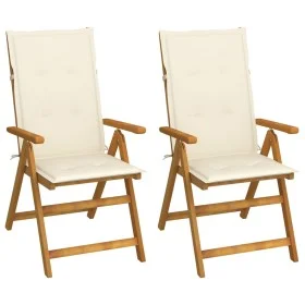Sillas de jardín reclinables 2 uds madera maciza acacia cojines de , Sillas de jardín - Ref: Foro24-3064061, Precio: 184,20 €...