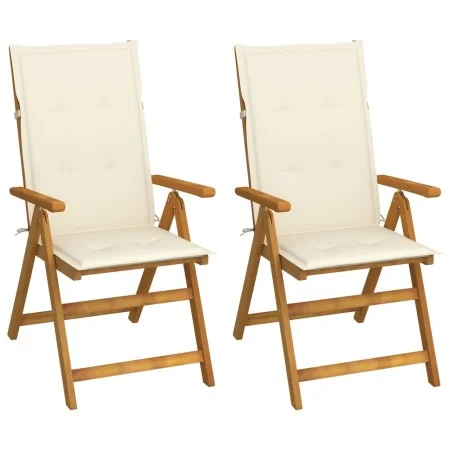 Reclining garden chairs 2 pcs solid acacia wood cushions by , Garden chairs - Ref: Foro24-3064061, Price: 184,20 €, Discount: %