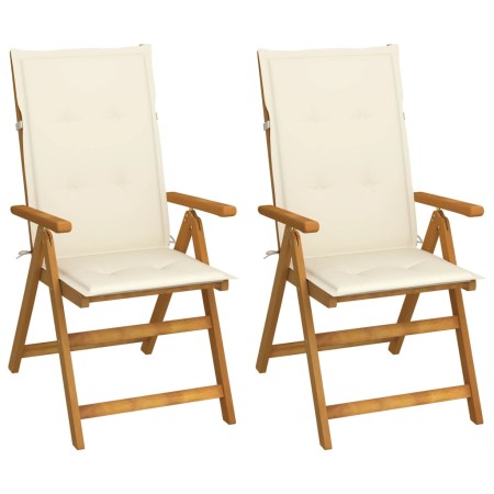 Sillas de jardín reclinables 2 uds madera maciza acacia cojines de , Sillas de jardín - Ref: Foro24-3064061, Precio: 183,21 €...