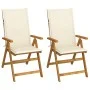 Reclining garden chairs 2 pcs solid acacia wood cushions by , Garden chairs - Ref: Foro24-3064061, Price: 184,20 €, Discount: %