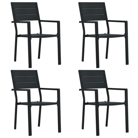 Sillas de jardín 4 unidades HDPE aspecto de madera negro de vidaXL, Sillas de jardín - Ref: Foro24-47886, Precio: 227,01 €, D...