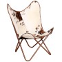 Silla mariposa de cuero auténtico marrón y blanco en Sillones | Comprar online en Foru.es