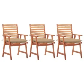 Sillas comedor de jardín 3 uds madera maciza acacia y cojines de , Sillas de jardín - Ref: Foro24-3064365, Precio: 212,05 €, ...