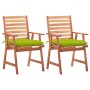 Sillas comedor de jardín 2 uds madera maciza acacia y cojines de , Sillas de jardín - Ref: Foro24-3064346, Precio: 162,94 €, ...