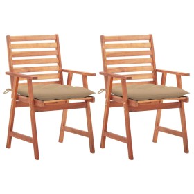 Sillas comedor de jardín 2 uds madera maciza acacia y cojines de , Sillas de jardín - Ref: Foro24-3064338, Precio: 162,94 €, ...