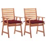 Sillas comedor de jardín 2 uds madera maciza acacia y cojines de , Sillas de jardín - Ref: Foro24-3064344, Precio: 162,94 €, ...