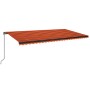 Toldo retráctil manual con luz LED naranja y marrón 600x350 cm de , Toldos - Ref: Foro24-3069245, Precio: 606,26 €, Descuento: %