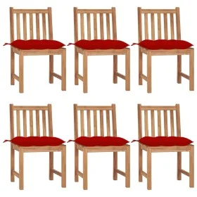Sillas de jardín 6 unidades madera maciza de teca con cojines de , Sillas de jardín - Ref: Foro24-3073136, Precio: 690,83 €, ...