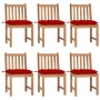 Sillas de jardín 6 unidades madera maciza de teca con cojines de , Sillas de jardín - Ref: Foro24-3073136, Precio: 709,75 €, ...