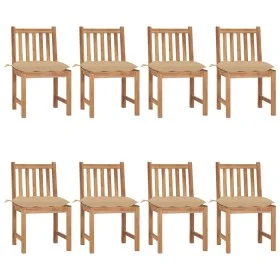 Sillas de jardín 8 unidades madera maciza de teca con cojines de , Sillas de jardín - Ref: Foro24-3073160, Precio: 891,98 €, ...