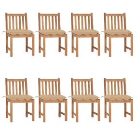 Sillas de jardín 8 unidades madera maciza de teca con cojines de , Sillas de jardín - Ref: Foro24-3073160, Precio: 921,64 €, ...