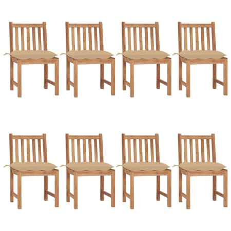 Sillas de jardín 8 unidades madera maciza de teca con cojines de , Sillas de jardín - Ref: Foro24-3073160, Precio: 921,64 €, ...