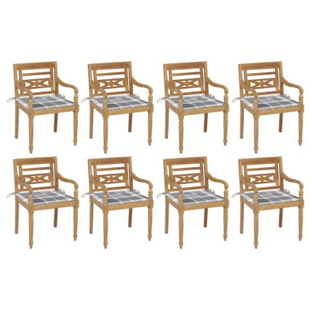 Sillas Batavia 8 unidades madera maciza de teca con cojines de , Sillas de jardín - Ref: Foro24-3073363, Precio: 1,00 €, Desc...