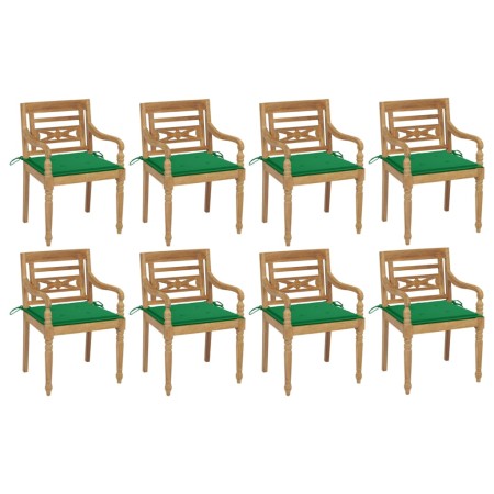Sillas Batavia 8 unidades madera maciza de teca con cojines de , Sillas de jardín - Ref: Foro24-3073354, Precio: 1,00 €, Desc...