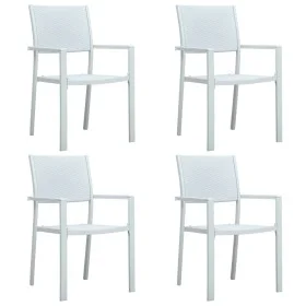 Sillas de jardín 4 unidades plástico con aspecto ratán blanco de vidaXL, Sillas de jardín - Ref: Foro24-47888, Precio: 162,36...