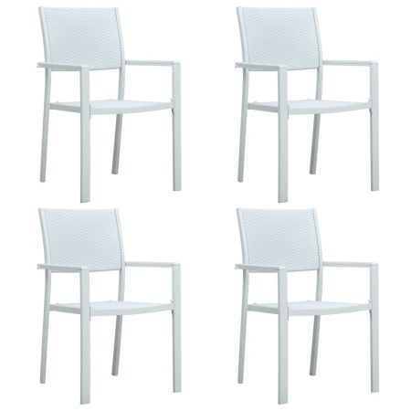 Sillas de jardín 4 unidades plástico con aspecto ratán blanco de vidaXL, Sillas de jardín - Ref: Foro24-47888, Precio: 182,49...