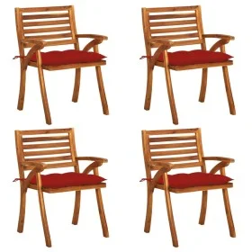 Gartenstühle mit Kissen 4 Einheiten aus massivem Akazienholz von , Gartenstühle - Ref: Foro24-3075195, Preis: 389,17 €, Rabat...