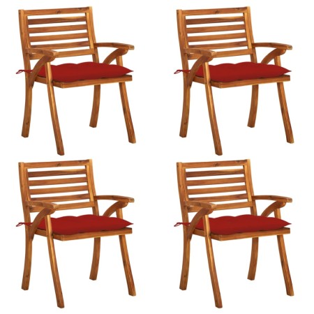 Sillas de jardín con cojines 4 unidades madera maciza de acacia de , Sillas de jardín - Ref: Foro24-3075195, Precio: 516,65 €...