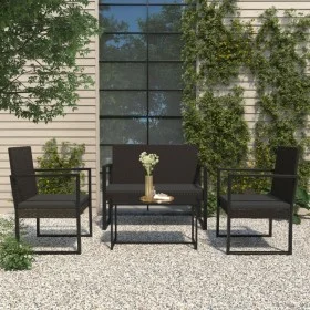 Garden bench with black synthetic rattan cushions 106 cm by , garden benches - Ref: Foro24-362325, Price: 93,39 €, Discount: %