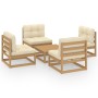 Juego de muebles de jardín 5 pzas y cojines madera pino maciza de , Conjuntos de jardín - Ref: Foro24-3076317, Precio: 475,41...