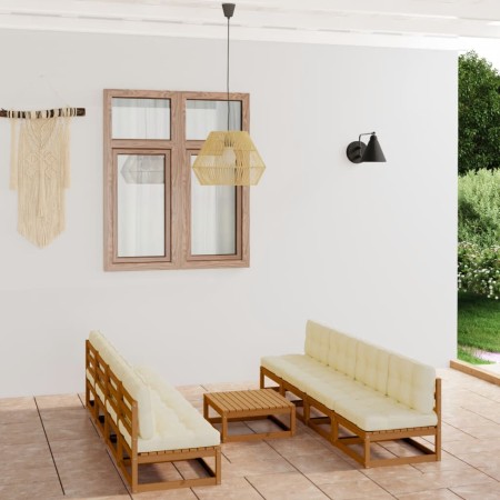 Muebles de jardín 9 piezas con cojines de madera de pino maciza de , Conjuntos de jardín - Ref: Foro24-3076407, Precio: 912,2...