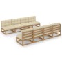 Muebles de jardín 9 piezas con cojines de madera de pino maciza de , Conjuntos de jardín - Ref: Foro24-3076407, Precio: 912,2...