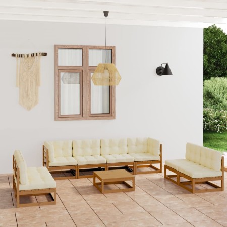 Juego de muebles de jardín 9 pzas y cojines madera pino maciza de , Conjuntos de jardín - Ref: Foro24-3076487, Precio: 930,57...