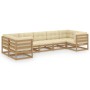 Set de muebles de jardín 7 pzs cojines madera pino marrón miel de , Conjuntos de jardín - Ref: Foro24-3077307, Precio: 781,43...