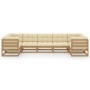 Set de muebles de jardín 7 pzs cojines madera pino marrón miel de , Conjuntos de jardín - Ref: Foro24-3077307, Precio: 781,43...