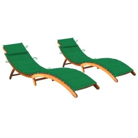 Sun loungers 2 units with solid acacia wood cushions by , Loungers - Ref: Foro24-3077366, Price: 340,08 €, Discount: %