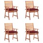 Sillas comedor de jardín y cojines 4 uds madera maciza acacia de , Sillas de jardín - Ref: Foro24-3078344, Precio: 314,41 €, ...