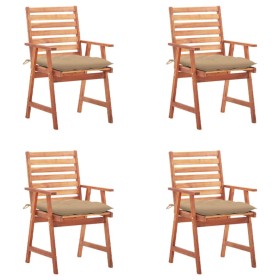 Sillas comedor de jardín y cojines 4 uds madera maciza acacia de , Sillas de jardín - Ref: Foro24-3078338, Precio: 312,91 €, ...