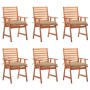 Sillas comedor de jardín y cojines 6 uds madera maciza acacia de , Sillas de jardín - Ref: Foro24-3078365, Precio: 433,87 €, ...