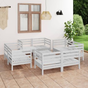 Juego de muebles de jardín 9 pzas madera maciza de pino blanco de , Conjuntos de jardín - Ref: Foro24-3082433, Precio: 469,98...