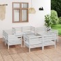 Juego de muebles de jardín 9 pzas madera maciza de pino blanco de , Conjuntos de jardín - Ref: Foro24-3082433, Precio: 469,98...