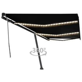 Toldo retráctil manual con luz LED gris antracita 600x350 cm de , Toldos - Ref: Foro24-3069884, Precio: 873,60 €, Descuento: %
