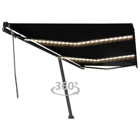Toldo retráctil manual con luz LED gris antracita 600x350 cm de , Toldos - Ref: Foro24-3069884, Precio: 739,61 €, Descuento: %