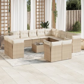 Set sofás de jardín 14 pzas con cojines ratán sintético beige en Conjuntos de jardín | Comprar online en Foru.es