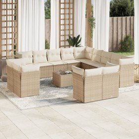 Set sofás de jardín 14 pzas con cojines ratán sintético beige en Conjuntos de jardín | Comprar online en Foru.es