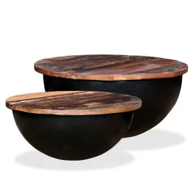 Set de 2 mesas de centro madera reciclada negra forma de bol de , Mesas de centro - Ref: Foro24-245257, Precio: 146,19 €, Des...