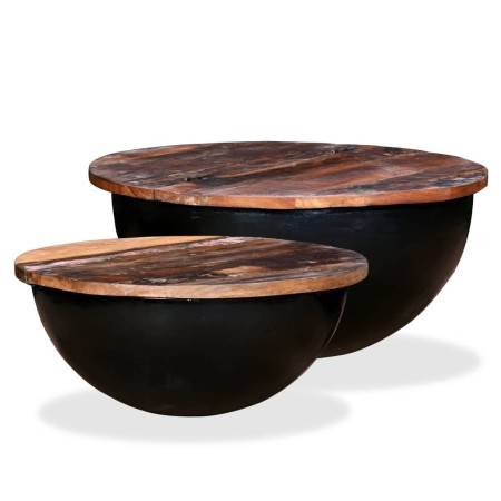 Set de 2 mesas de centro madera reciclada negra forma de bol de , Mesas de centro - Ref: Foro24-245257, Precio: 140,95 €, Des...